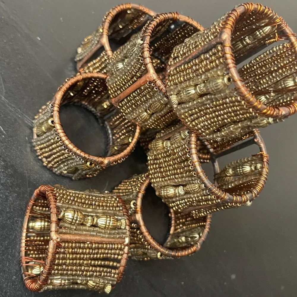 Beaded Napkin Rings Set 8 total